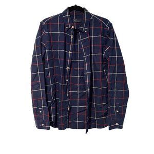 GAP size Medium mens button down modern oxford blue with red plaid stripes